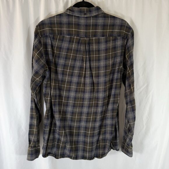 Brooks Brothers Flannel Shirt Men's Medium Plaid Brown XSlim All Cotton Pocket - Picture 7 of 9